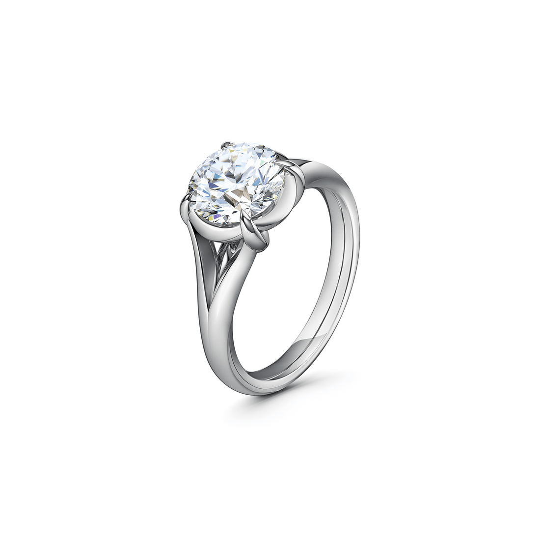 White Gold Platinum Unique Four Prong Diamond Engagement Ring
