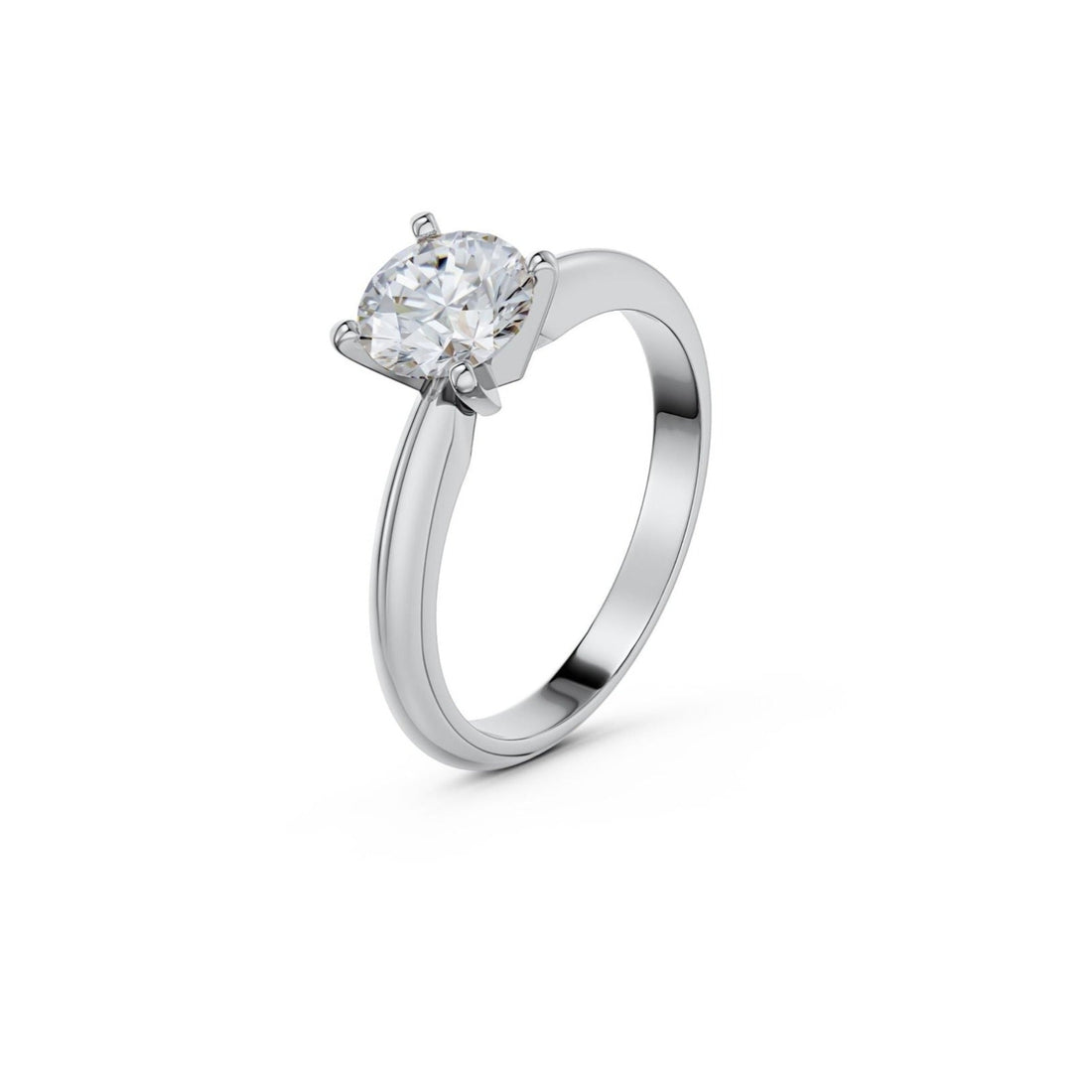 Platinum White Gold Half-Round Solitaire Harmony Engagement Ring