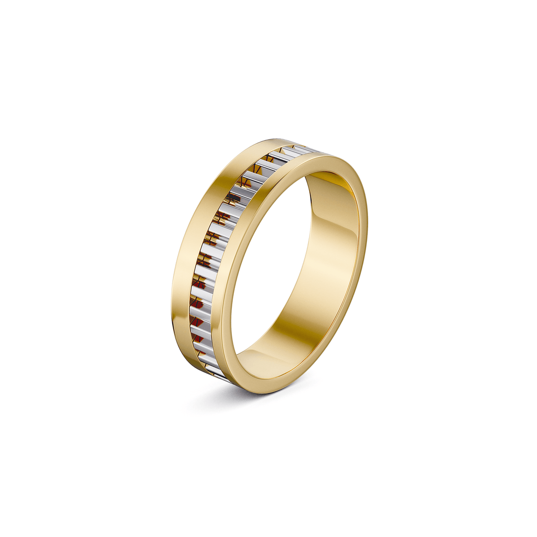 Yellow Gold Women's Two Tone Stair Ladder Ring 