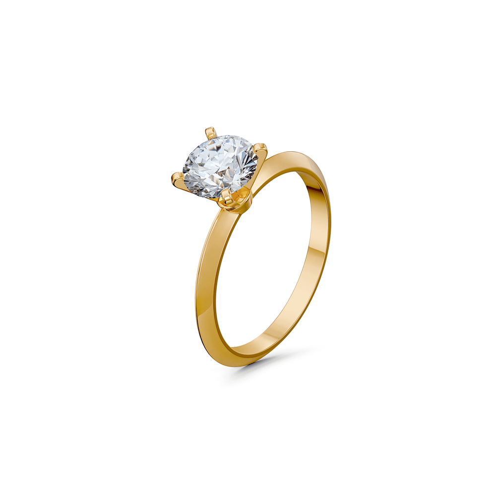Yellow Gold Knife Edge Solitaire Harmony Engagement Ring