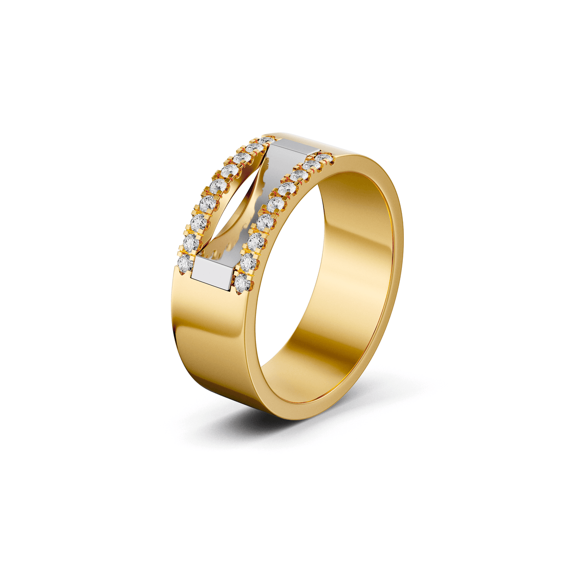 Yellow Gold Two-Tone Pavé Diamond Passion Ring
