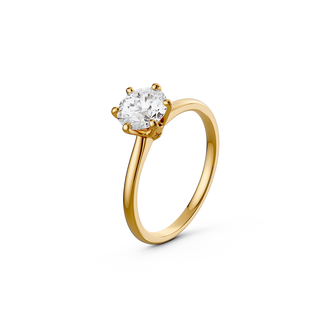 Yellow Gold Classic Six Prong Solitaire Engagement Ring